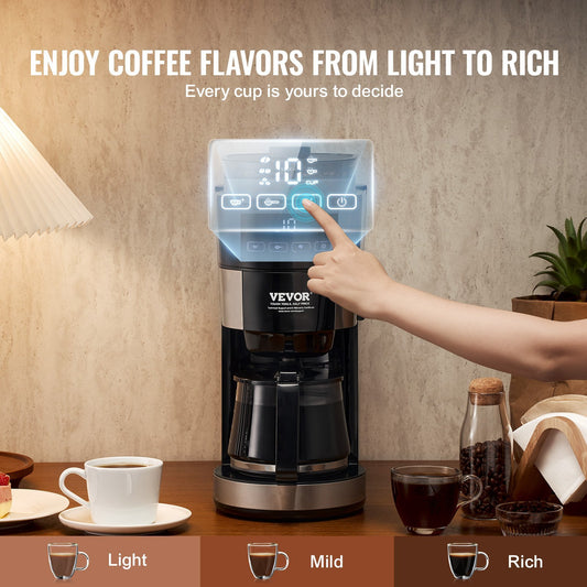 10 Cup Drip Coffee Machine With 3 Brew Strength Control