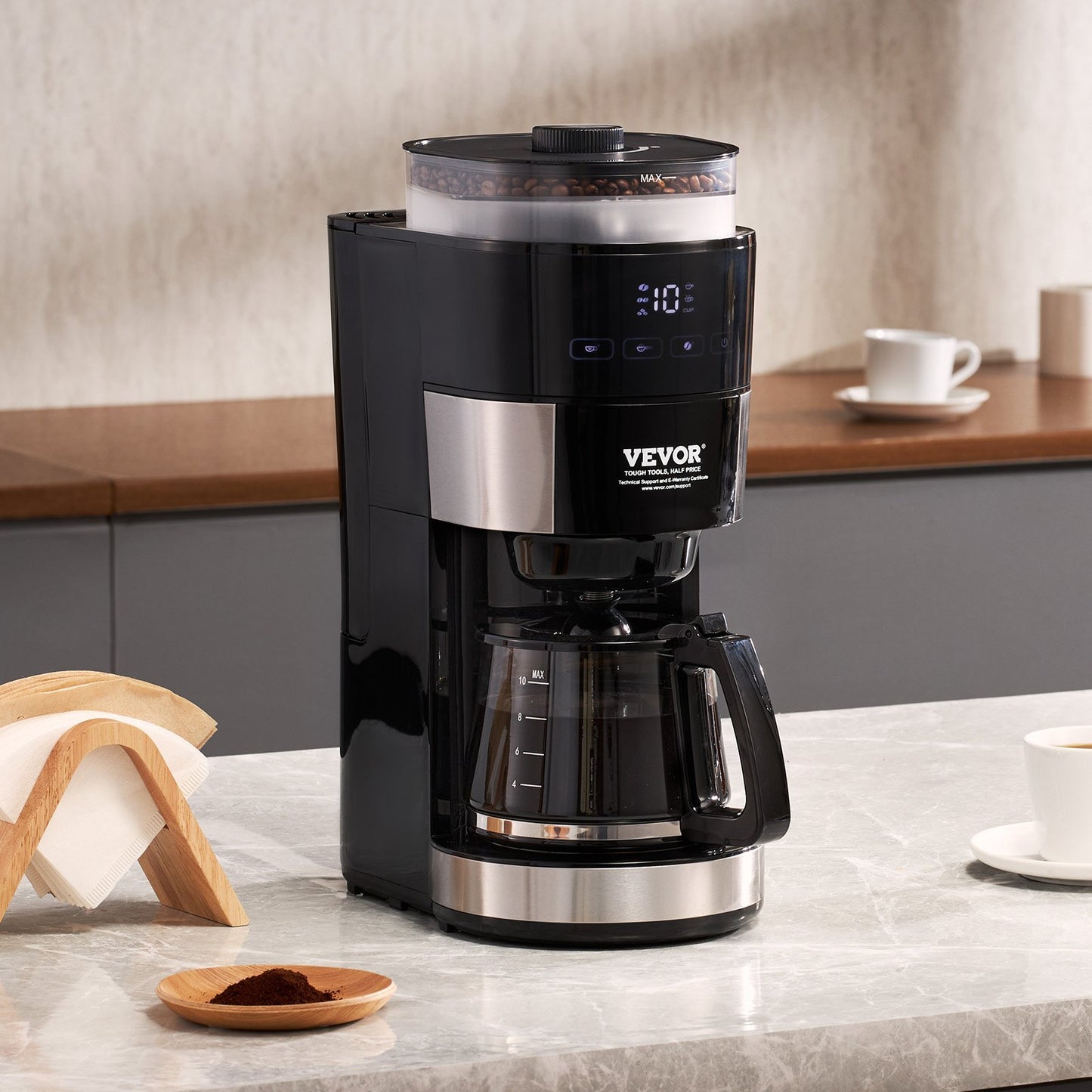 10 Cup Drip Coffee Machine With 3 Brew Strength Control