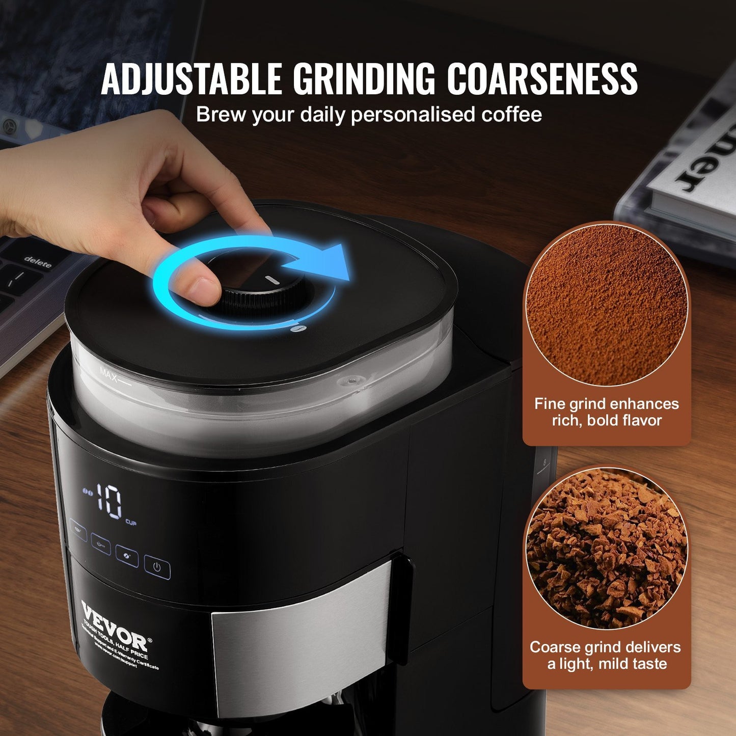 10 Cup Drip Coffee Machine With 3 Brew Strength Control